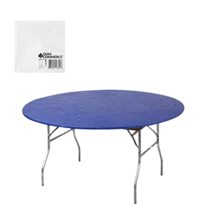 Kwik-Covers Round Plastic Table Covers Bundle of Ohm Commerce Paper Napkins - Indoor or Outdoor Fitted Round Table Covers (Table NOT Included)