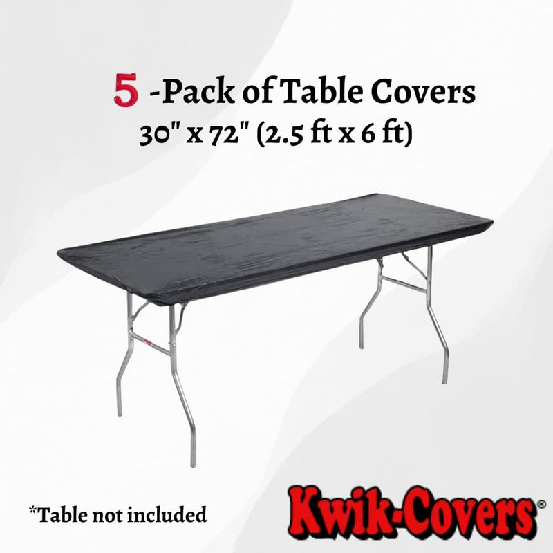 Kwik-Covers Rectangular Plastic Table Covers Bundles with Ohm Commerce Paper Napkins - Indoor or Outdoor Fitted Table Covers (Table NOT Included)