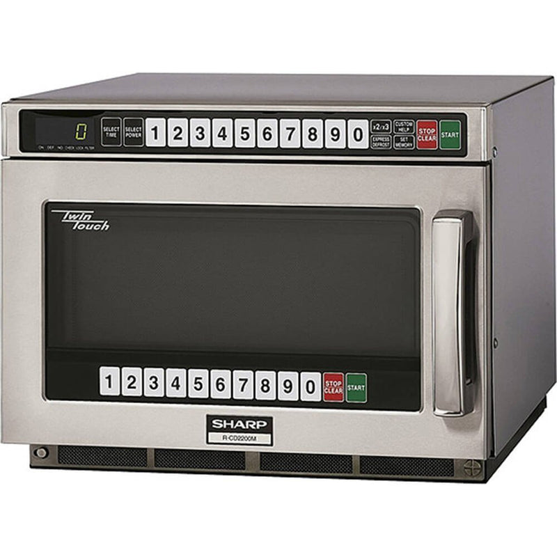 SHARP R-CD2200M Commercial Microwave Oven, TwinTouch, 2200W, S/S, 17-1/2"W x 22-9/16"H x 13-5/8"D - SKU R-CD2200M