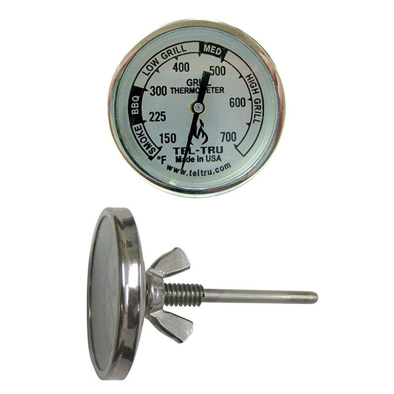 Tel-Tru Patio Grill Thermometer BQ225 150F to 700F 2" Face 2.5" Stem - Outdoor Décor