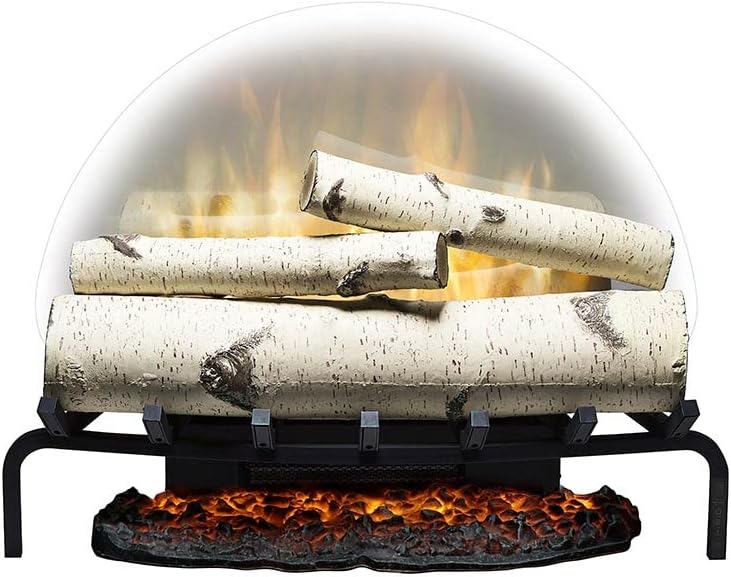 Dimplex X-RLG25BR Electric Fireplace: Birch Log Insert + Ash Mat (SKU: RLG25BR)