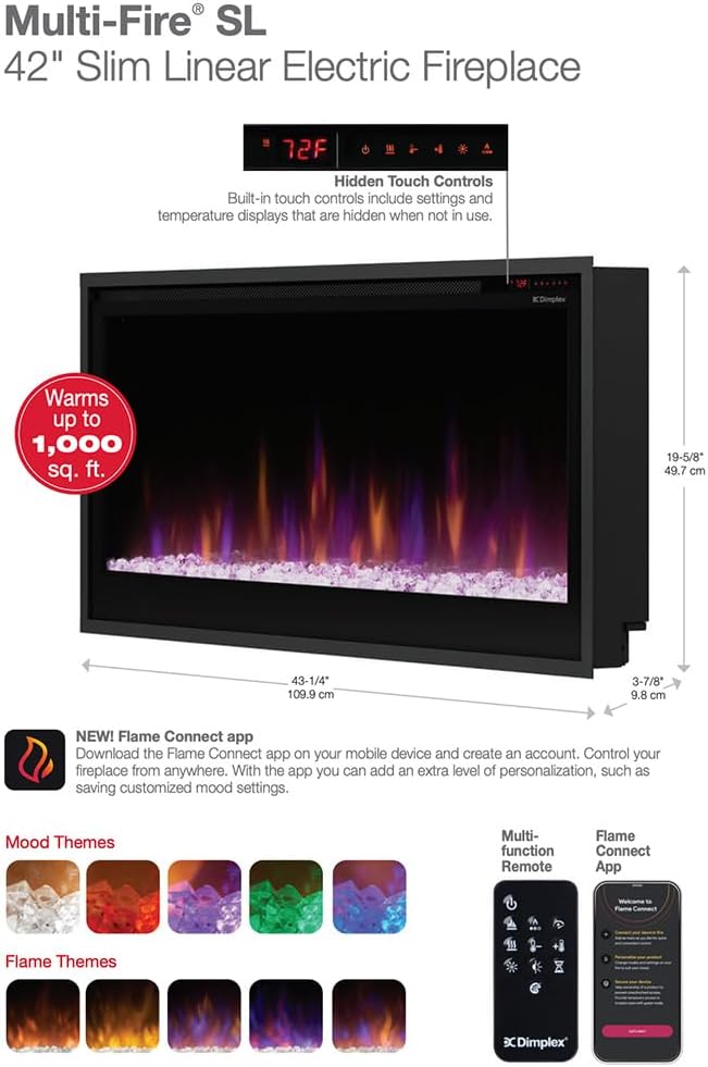 Dimplex 42 Inch Slim Built-in Linear Electric Fireplace | SKU PLF4214-XS