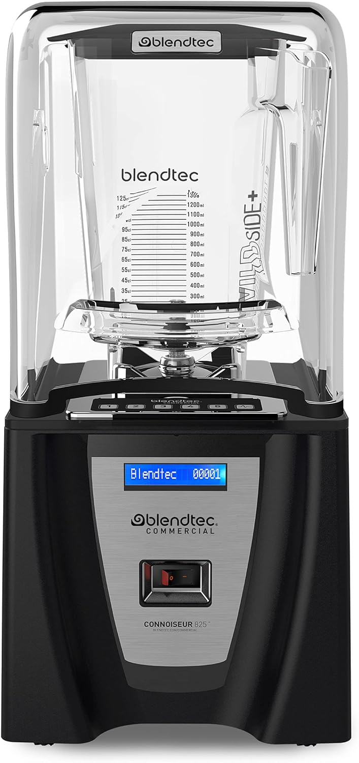 Blendtec Connoisseur 825 Black Food Blender with Sound Enclosure and 2 WildSide+ Jars, 42 Preprogrammed Cycles, 2750 mL Capacity - SKU C825C11Q-B1GB1D