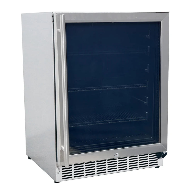 ARG Outdoor Refrigerator - REFR2B Glass Front UL Rated Stainless Steel Body