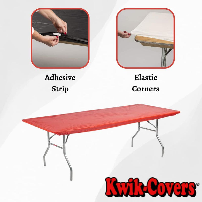 Kwik Covers 10 Pack of Fitted Table Covers & Napkin Bundle - Plastic Rectangular Table Covers For 6' Foot or 72" Inch Table - Indoor or Outdoor Table Cover (Table NOT Included)
