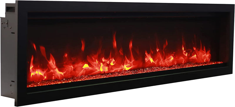 Amantii SYM-60-BESPOKE Symmetry Series Bespoke 60-Inch Built-in Electric Fireplace with Remote, Ember Media, Black Steel