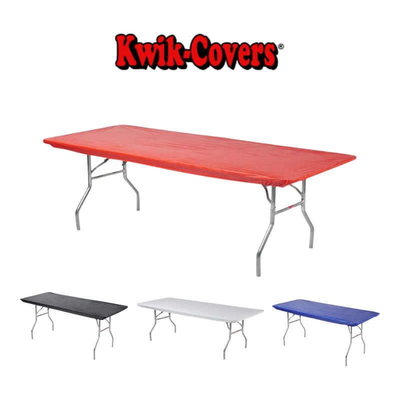 Kwik Covers, Kwik-Covers, red table covers, blue table covers, white table covers, black table covers, reusable table covers, 6 ft table covers, 6 foot table covers, table covers for 6 foot table, rectangular table covers, table covers
