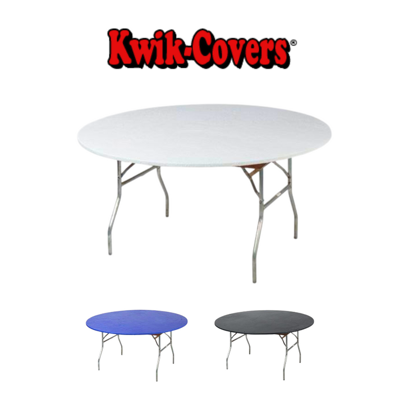Kwik Covers, Kwik-Covers, round table cover, 60 inch table covers, white table covers, blue table covers, black table covers, reusable table covers